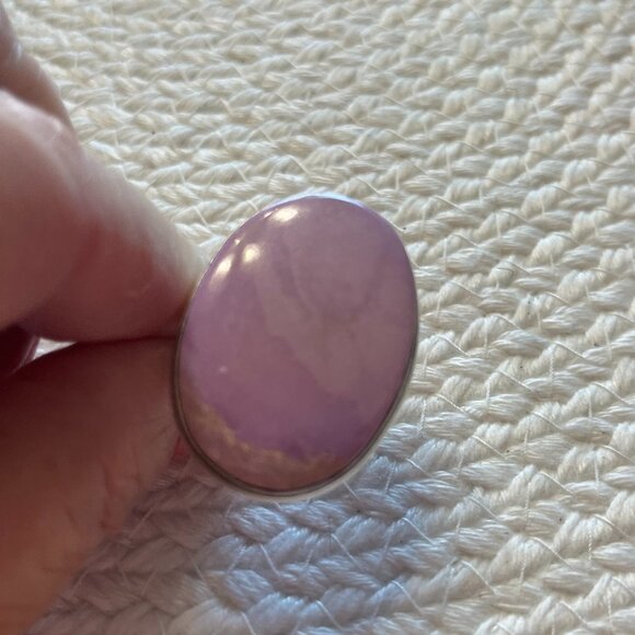 Gorgeous PURPLE LEPIDOLITE Handmade Sterling Ring Size 10.5 #946D - Picture 2 of 3